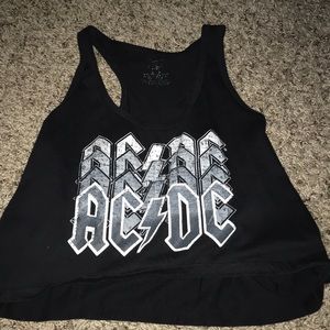Black AC/DC crop tank top